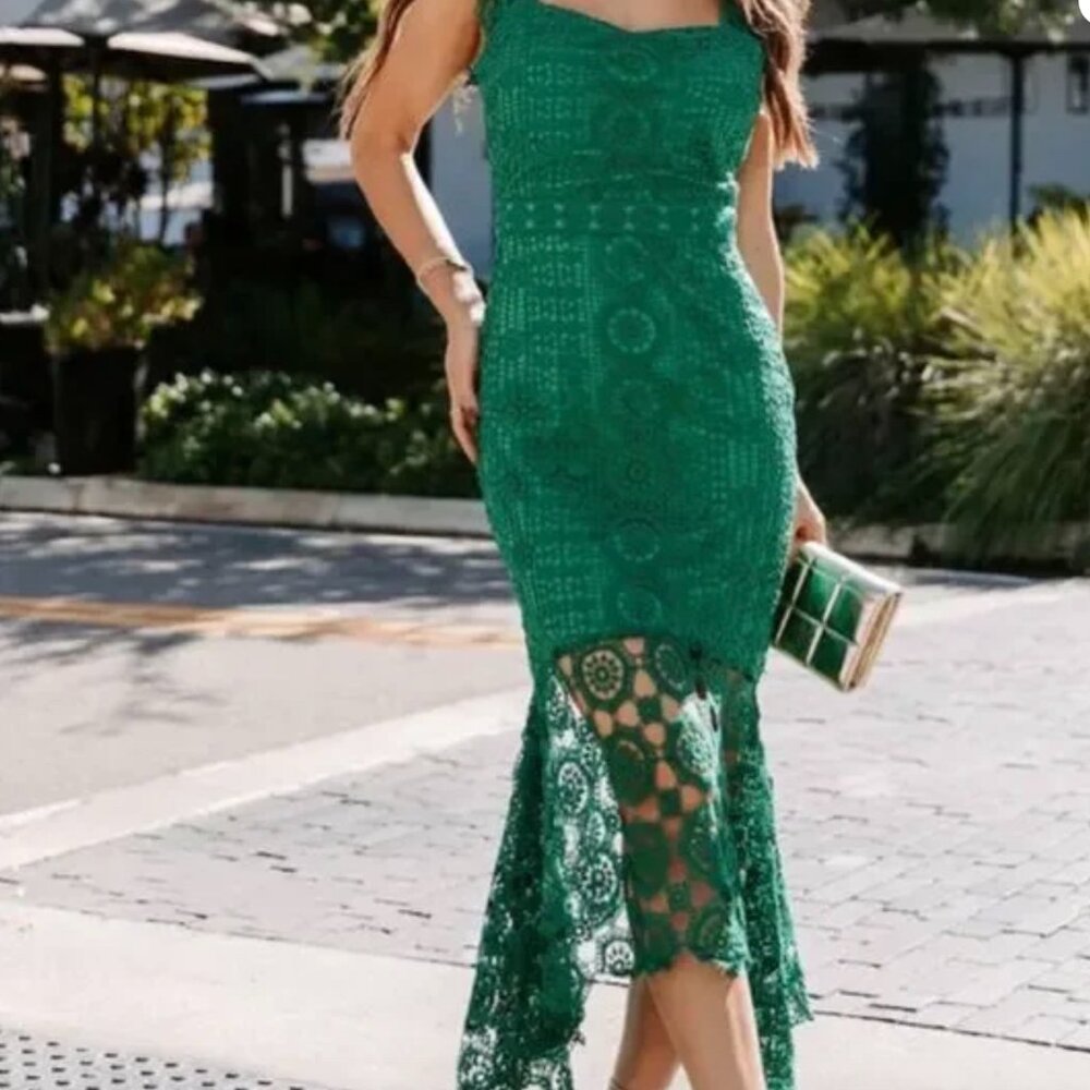 Vici Emerald Crochet Dress (small)